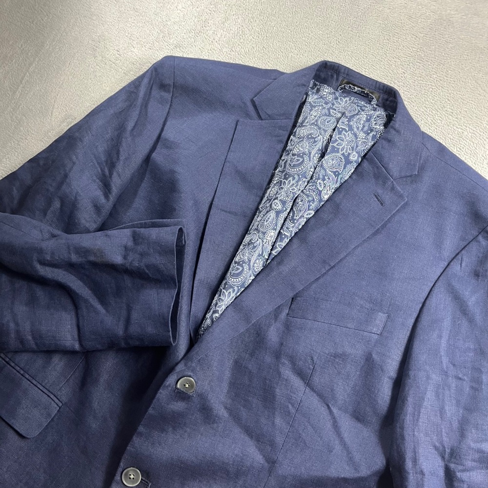 Lauren Ralph Lauren Mens 44S Navy Blue 100% Linen Two Button Blazer Sport Coat
